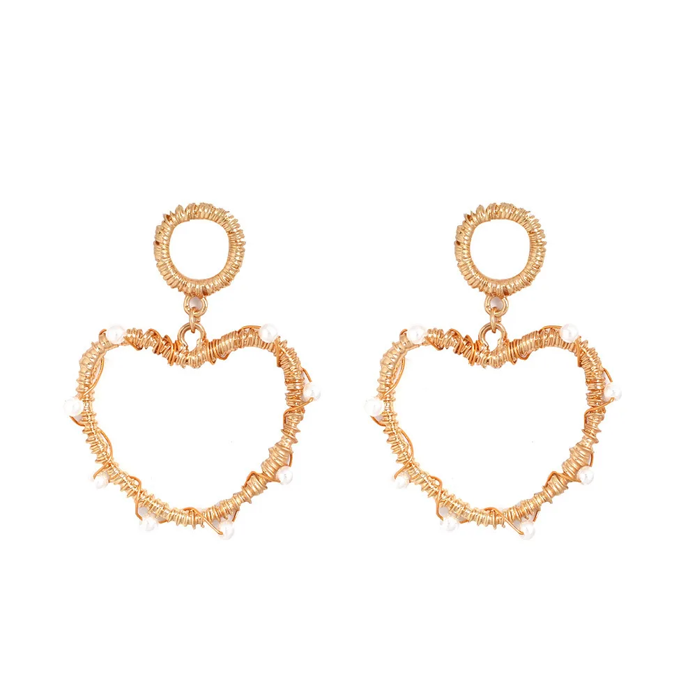 Fashion Hook Earrings Gold Pearl Beads Pentagram Earrings