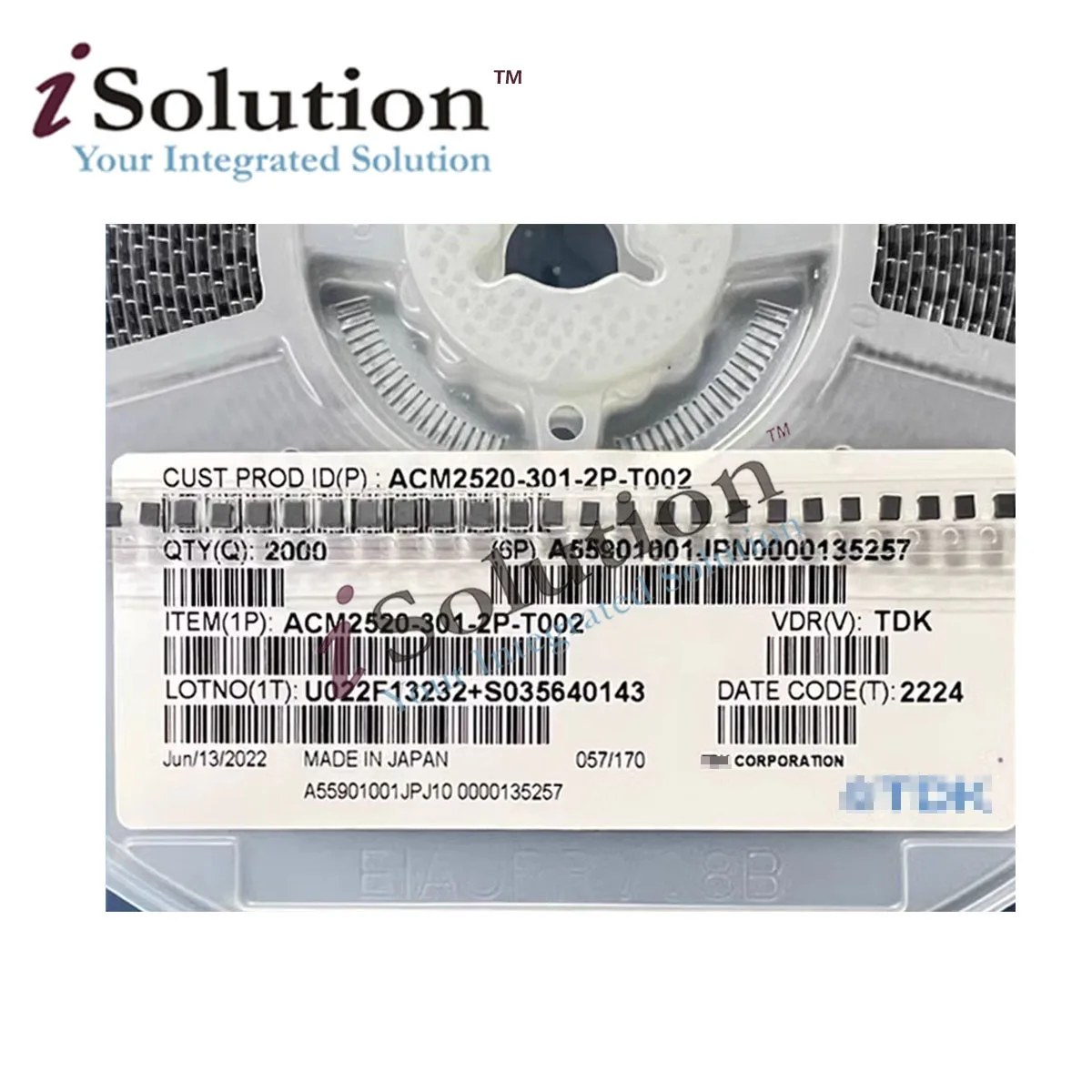 SMD ACM2520-301-2P-T002 CMC 400MA 2LN 300 OHM SMD 2520 2.50mm x 2.00mm