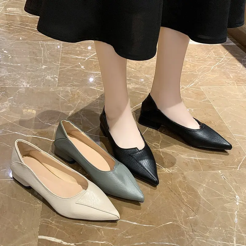 HW-F0253 Custom Summer New Arrival Microfiber Leather Solid Color Pointed Dress Flat Shoes Women Flat single shoes