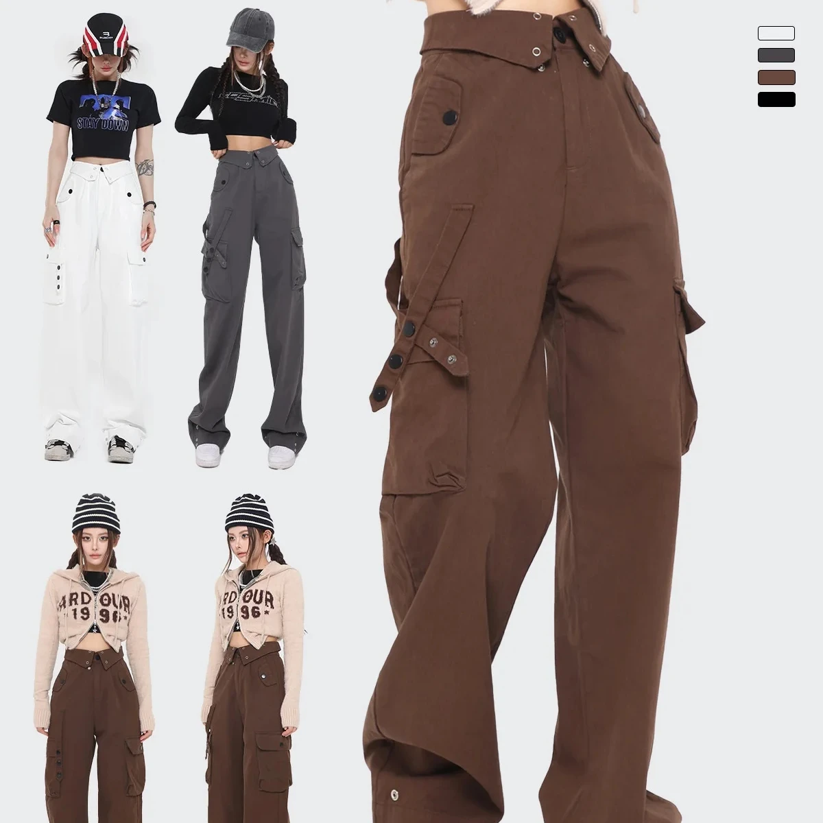 Женские хлопковые брюки с несколькими карманами