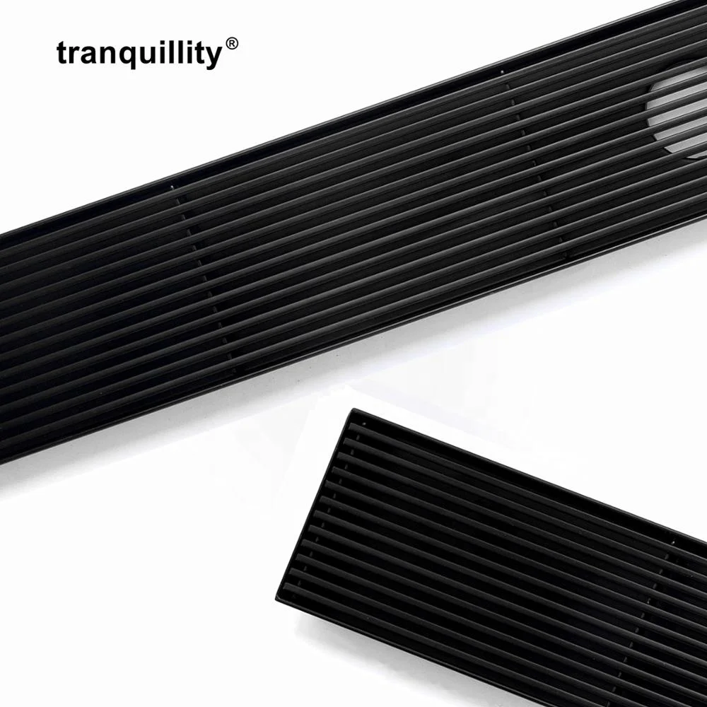 Matte Black Floor Drain Wedge Wire Shower Drain Bathroom Linear Channel Stainless Steel Drain Grate