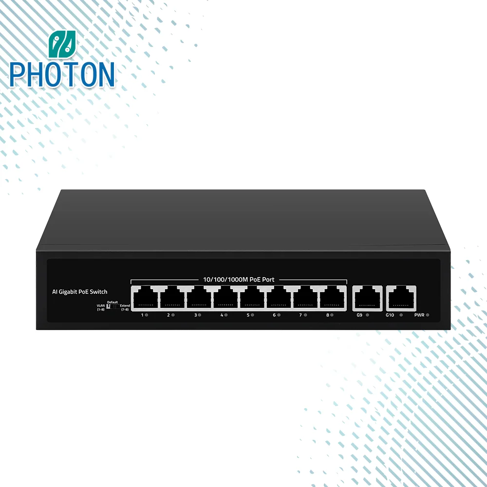 8 Port Gigabit Poe Port and 2*Gigabit Uplink Ethernet Port  Poe Switch for Ip Camera  Poe Switch