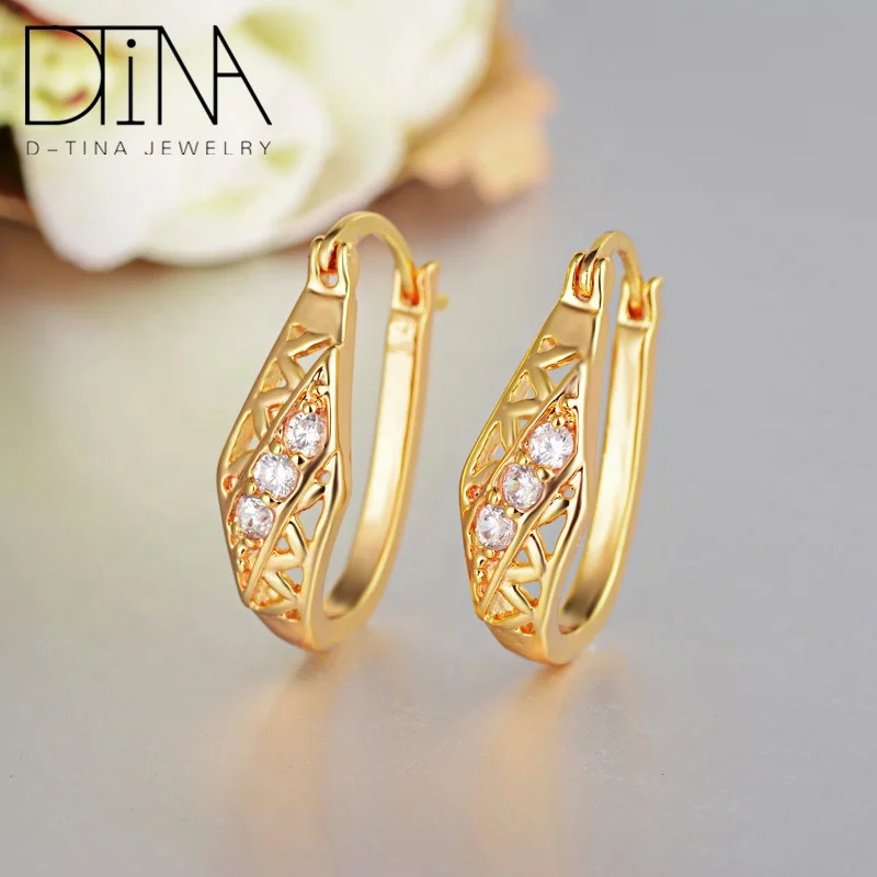 Dtina 18k gold plated cubic zirconia hoop earrings jewelry for women