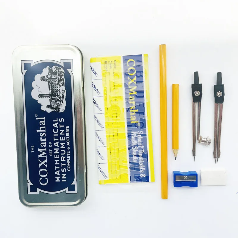 Ghana Market Hot Selling Best Quality Cox Marshal Math Sets with Zinc Compasses Inside