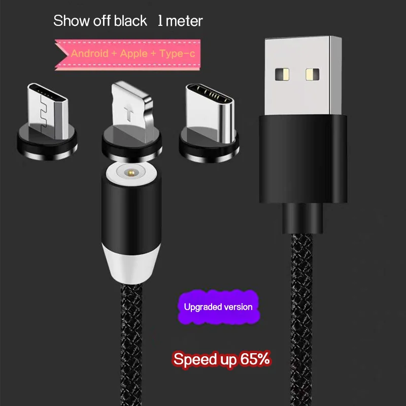 
New Product Usb Cable Nylon Braided Led Magnetic Micro Usb Type C Charging Cable Cheap Oem Factory Wholesale 3 In 1 Data Line 