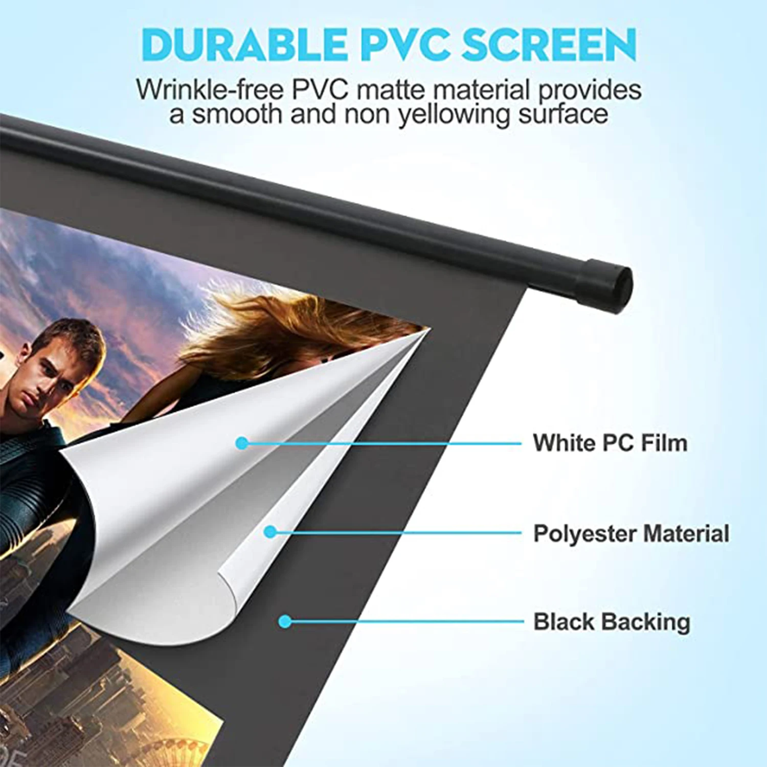 New in 2021 - FUture100-inch 16:9 HD 4K морщин сумка для переноски Портативный проектор в помещении и на открытом воздухе штатив экран