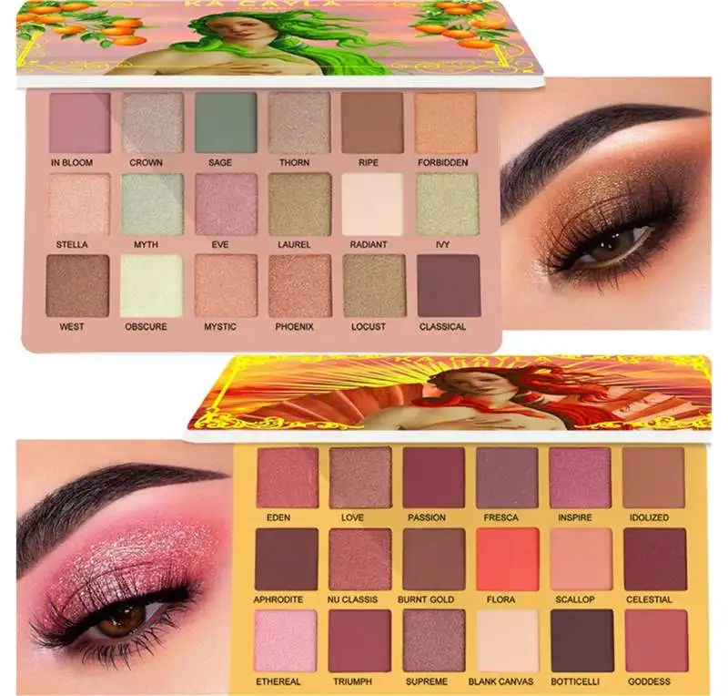 Wholesale 2 Styles 18 Color Eva Diamond Sequins Shiny Metallic Shaped Glitter Pearlescent Shimmer Cheap Long Lasting Eyeshadow P