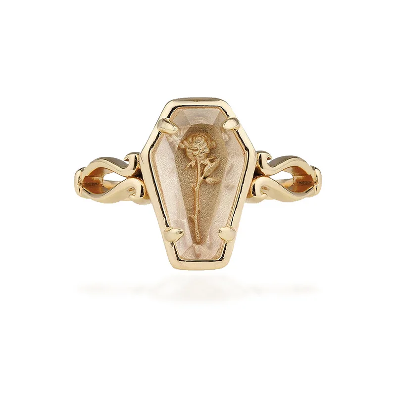 Pendant Vampire Halloween Ghost Festival Gothic Open Rose Coffin Ring