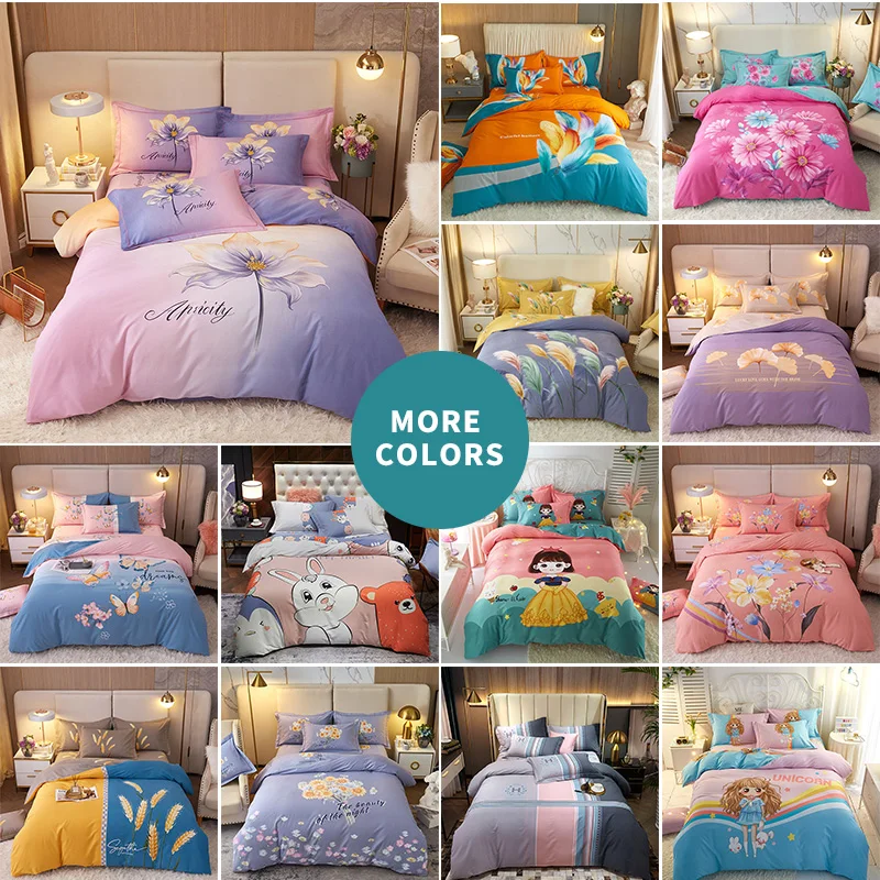 Custom Nordic Printed Four-Piece Bed Sheet Set Winter Warm Thicken King Size Duvet Cover With Pillowcases