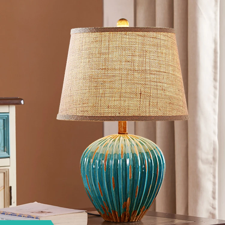 hotel home decor living room decorative Chinese bedroom antique blue ceramic table lamps