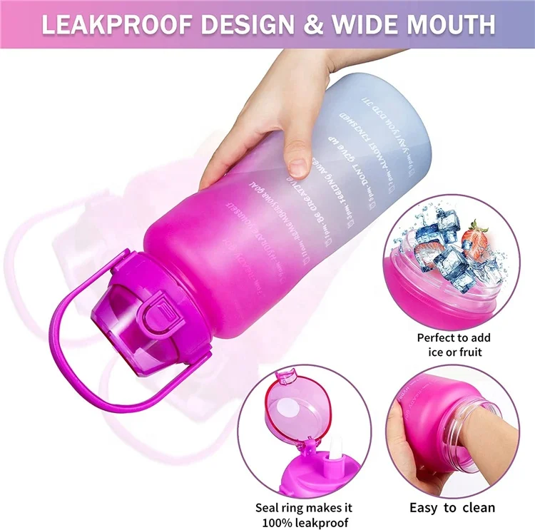 Best Price Transparent Convenient BPA-Free 2-Liter Water Bottle Gradient Colors for Gym Use Adults Only