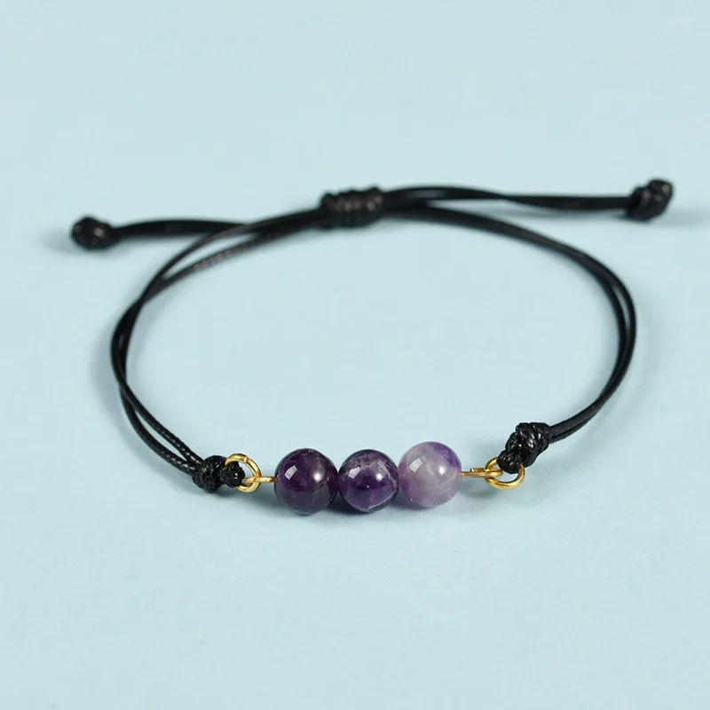Men Women colorful gemstone Knotted wax cord Bracelets.jpg