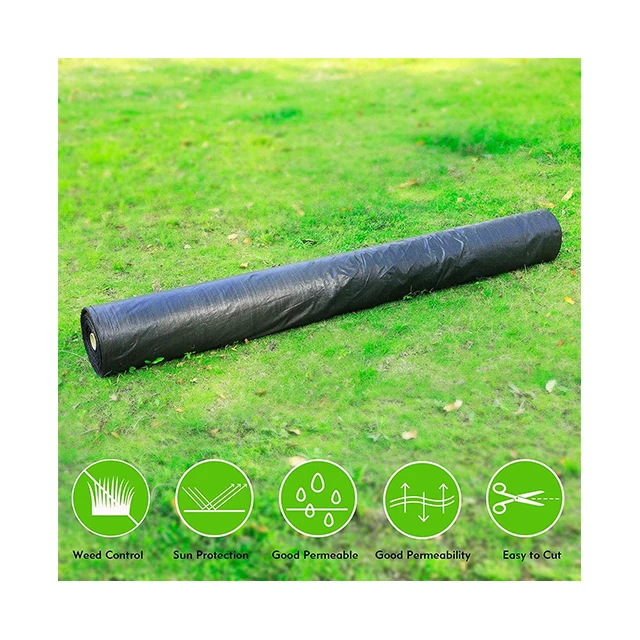 black agricultural mulch film polypropylene ground cover weed mat with holes