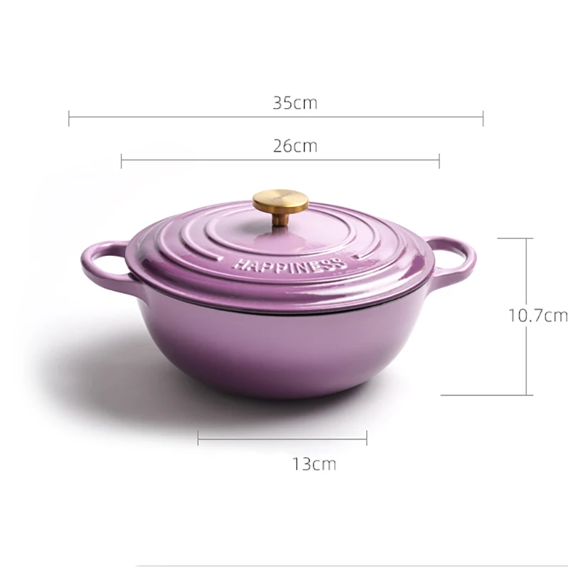 Cast Iron round Dutch Oven Pots Pans Classic Chinese Design Single Double Handle Kitchen