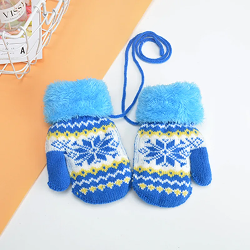 4-8 Years Weave Knitted Mitten Keep Warm Brushed Double-deck Fashional Snow Design Jacquard Winter Hot Sale Kids