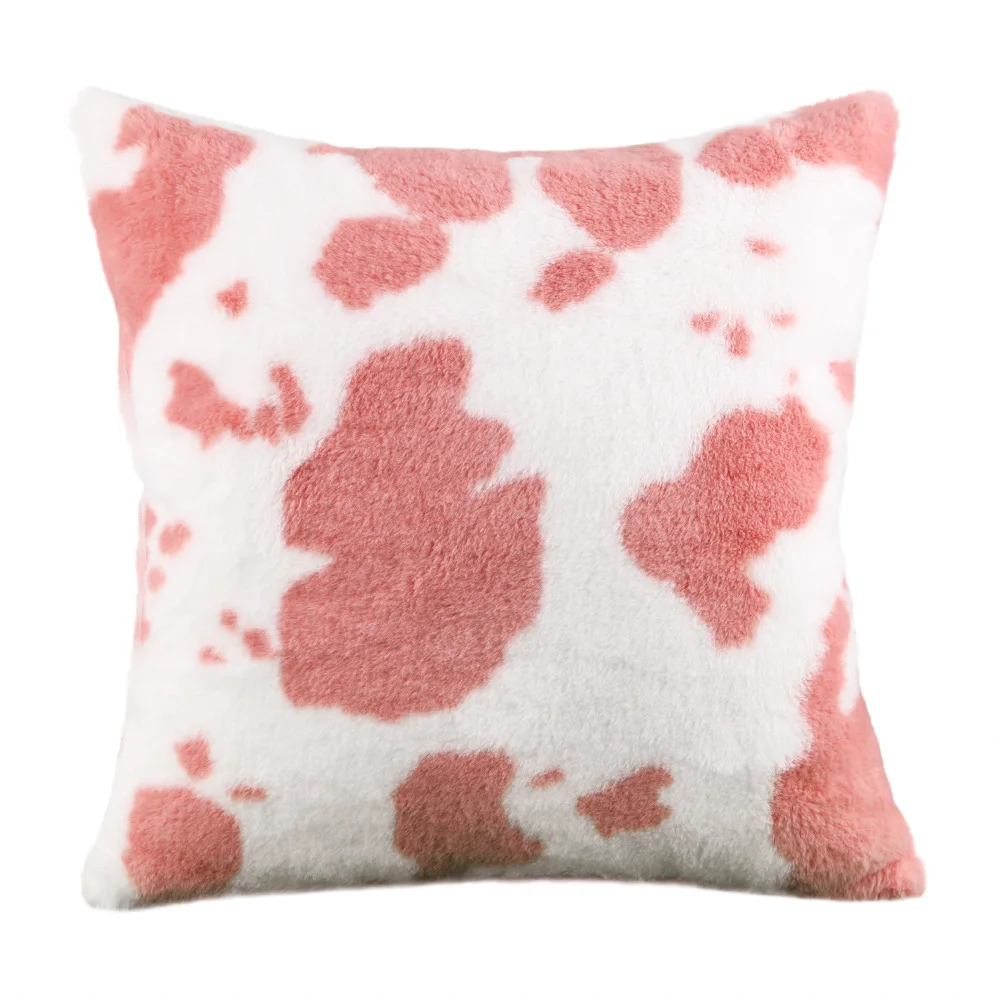 Wholesale Cow Print Hide Throw Cushion Cover Decorative plush Pillow case with Hidden Zipper Soft