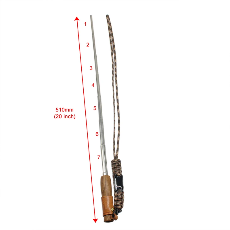 Collapsible Pocket Size Stainless Steel Campfire Bellow Blower Pipe with Wood Handle