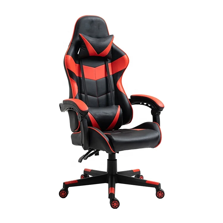 Classic Commercial Swivel Office E-Sports Gaming Chair Removable Head Lumbar Pillows Reclining Revolving Made Leather Metal