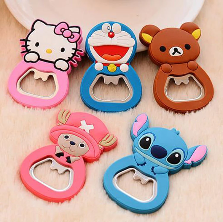 Creative Cartoon Bottle Opener Multi-Functional Silicone Funny Magnet Refrigerator Sticker Beer Wine Opener
