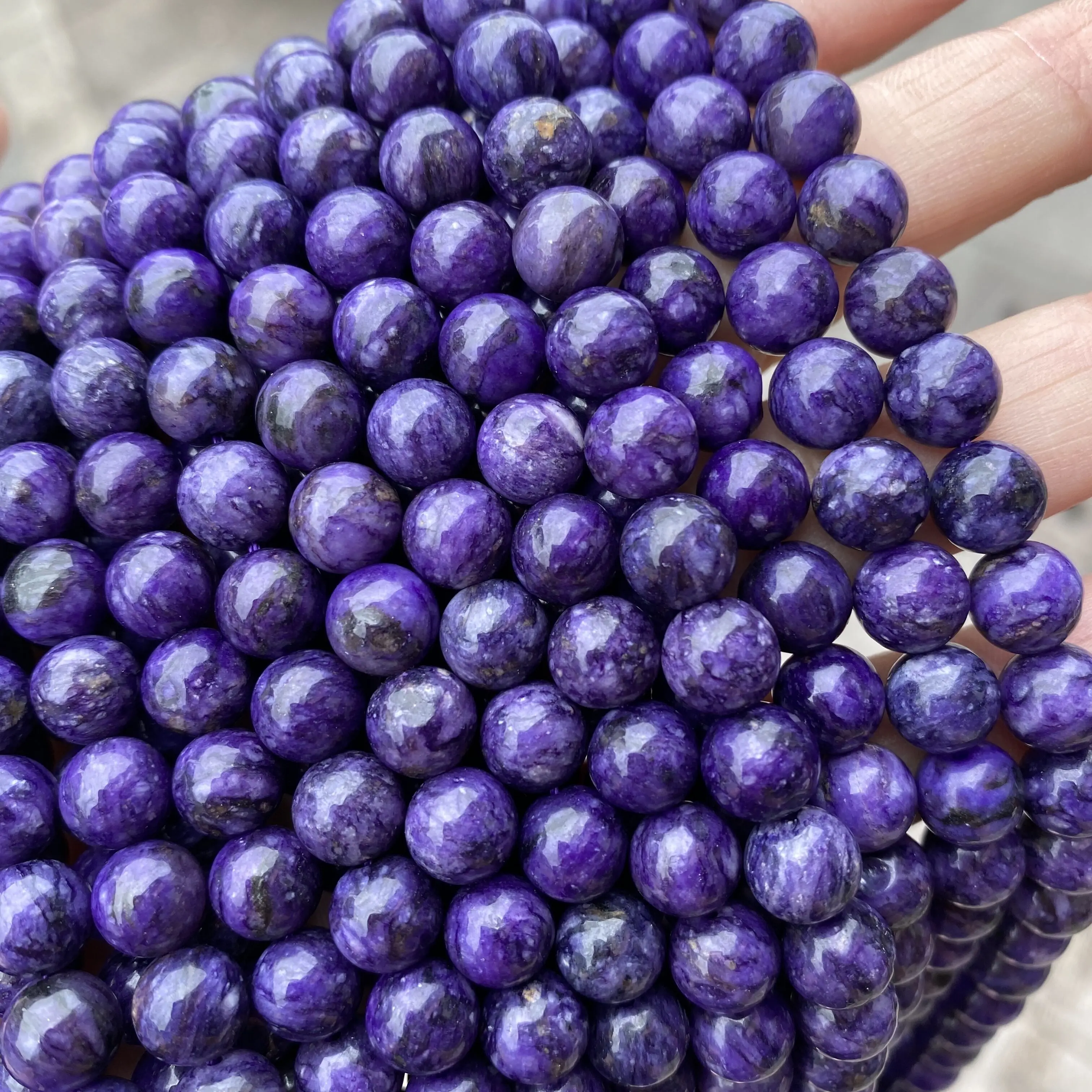 Окрашенные цветные бусины из натурального камня Charoite 4/6/8/10 мм