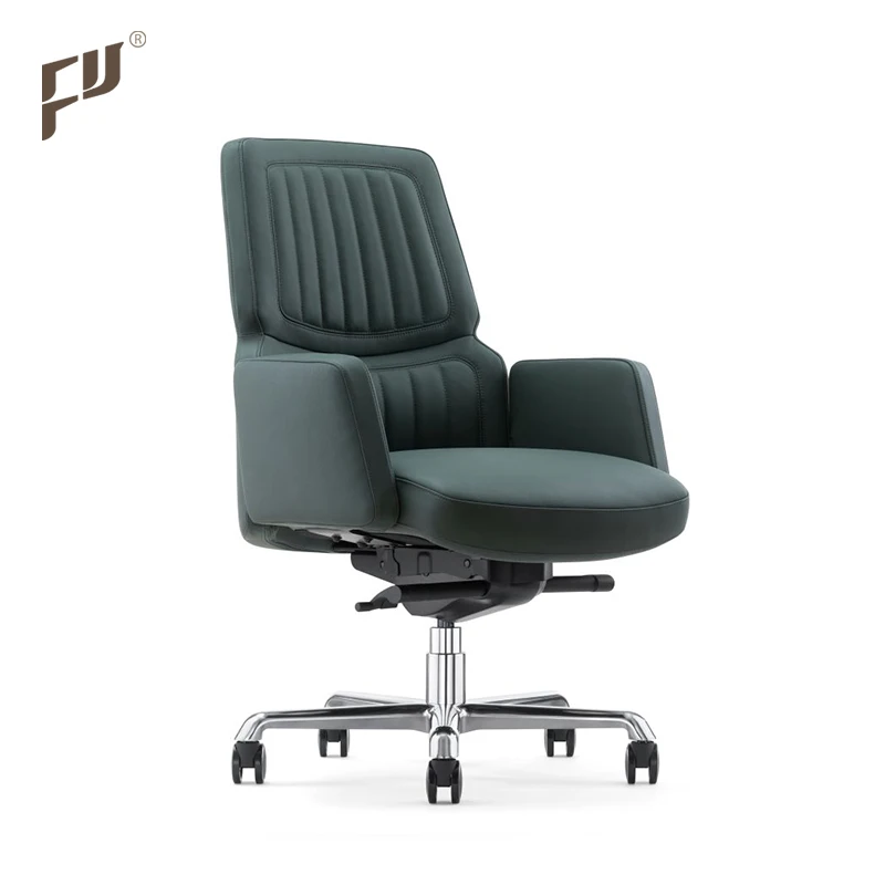 Aluminum Alloy Armrest Silla Oficina First Class Industrial Leader Boss Office Swivel Chair With Arm Rest