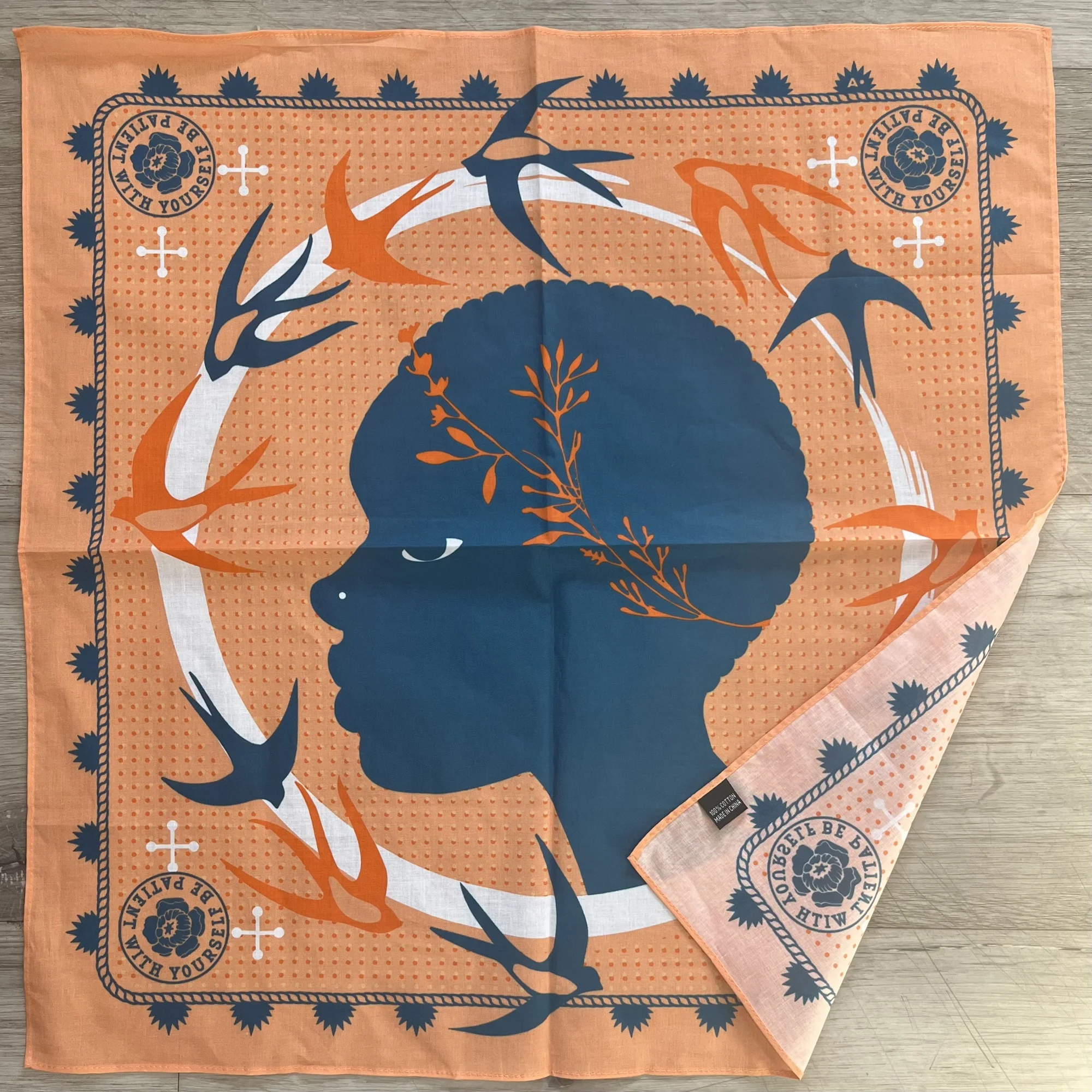 Customized Printed Red Square Bandanas Custom Wholesale OEM China Puff Print Logo Cotton Bandana Scarf with  Plastic Recycle