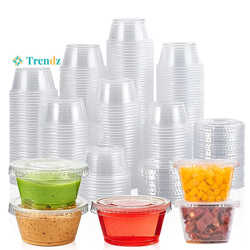 Factory Restaurant Small Disposable Plastic PP Soy Sauce Clear 2oz Sample Portion Souffle Cups With Lids