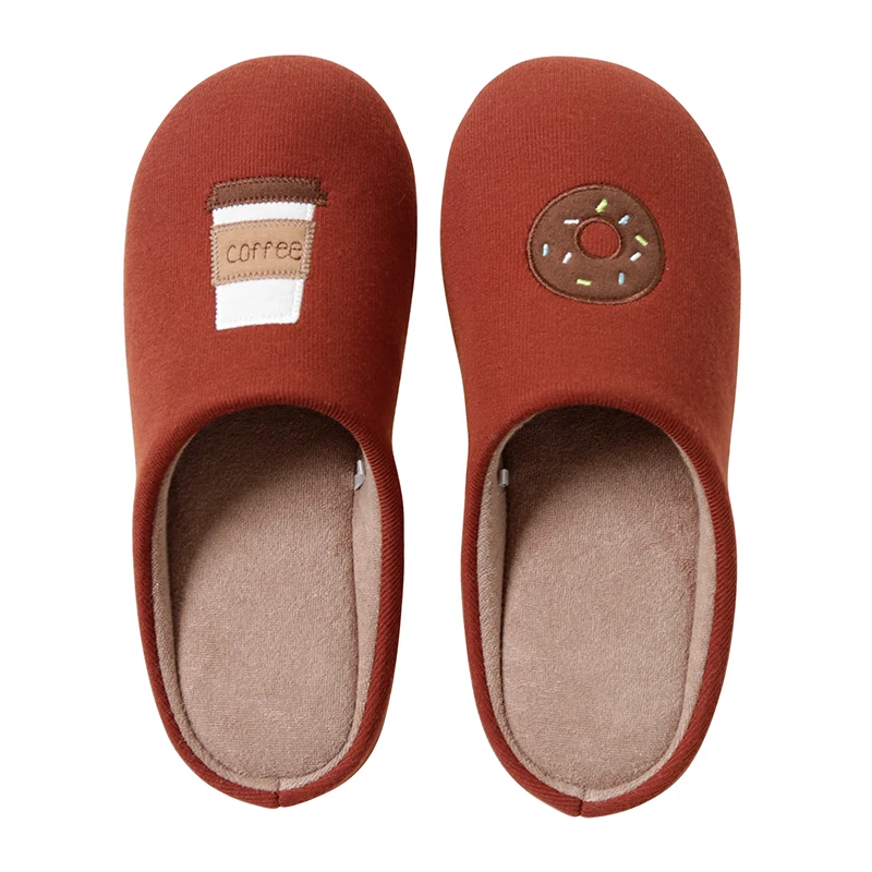 
Embroidery slippers with coffee and biscuit stitchwork winter indoor 