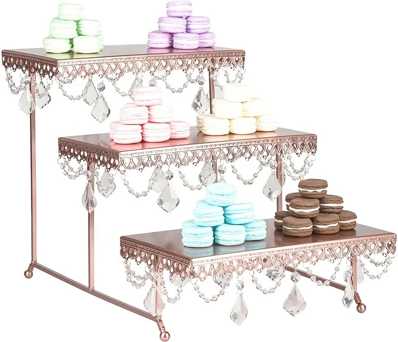 European Crystal Style Metal Cake Stand Multipurpose 3 Tier Layers Metal Wedding Cake Stand