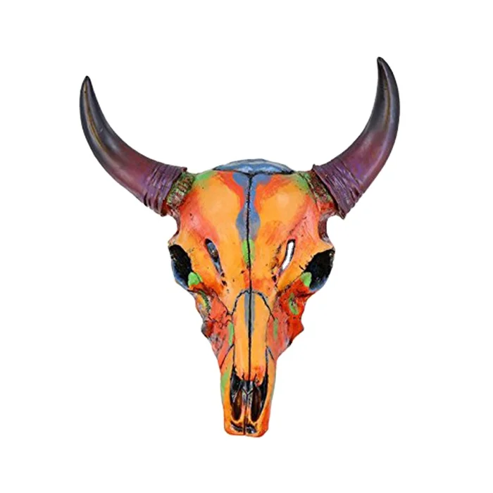 Красочный каучуковый Юго-Западный Ацтекский Череп корова Настенный декор окрашенный художественный череп