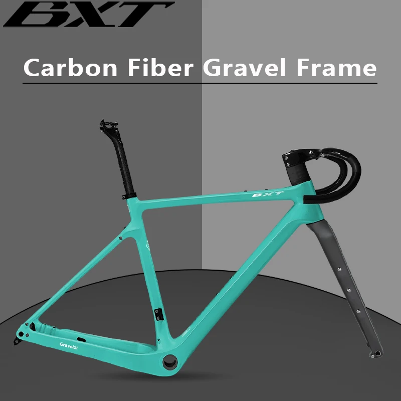 BXT Carbon Gravel Frame Full internal 700C Disc Brake Road Bike Frameset with Fork Handlebar Gravel Bicycle Frames