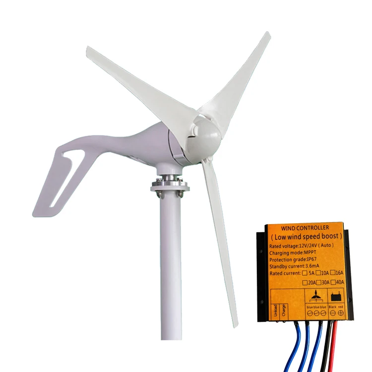 Horizontal Axis Wind Power Generation 600W Alternative Energy Generator 12V/24V Off-grid Wind Turbine With MPPT Controller
