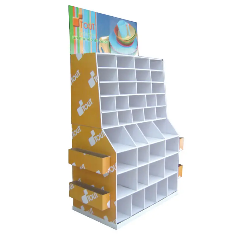 Custom Retail Cardboard Floor Stand Display with Shelves for Snacks