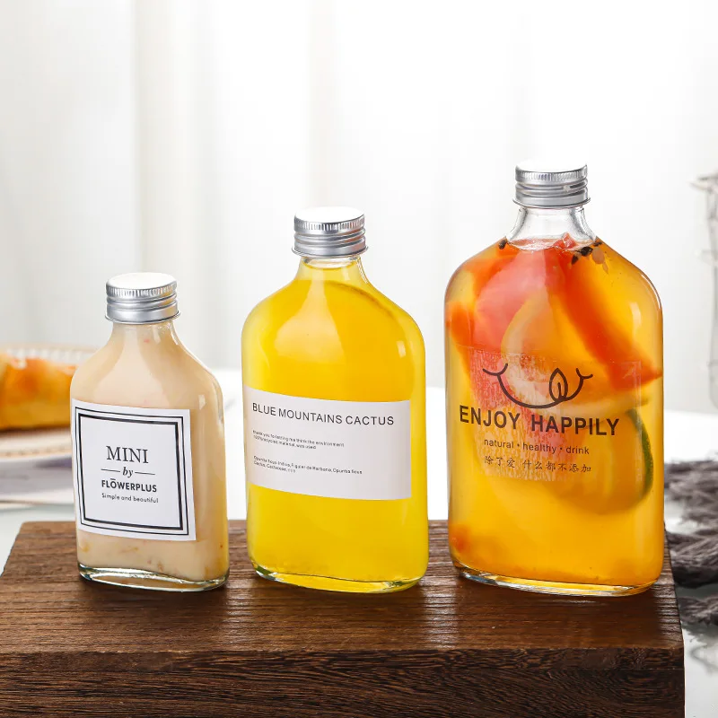 Wholesale 100ml 250ml Frosted Transparent Beverage Drink Soda Tea Oil Flat Cold Coffee Glass Bottle for Liquor Juice