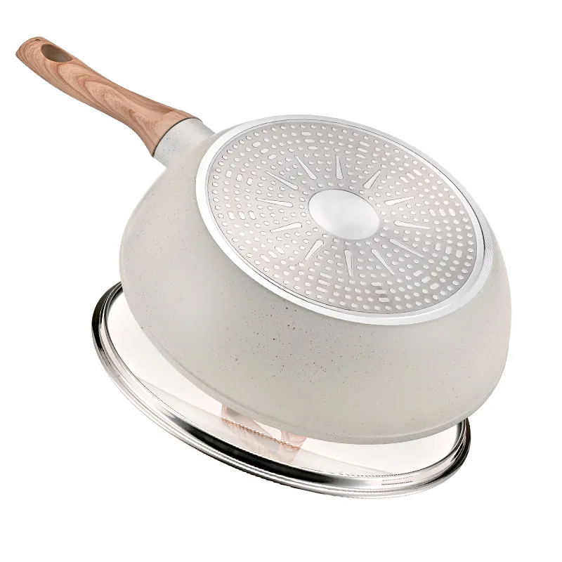 Wholesale 12 Pieces Metal Aluminum  Kitchen Cooking Pan Pot Set Non Stick Cookware Sets with Wood Handle