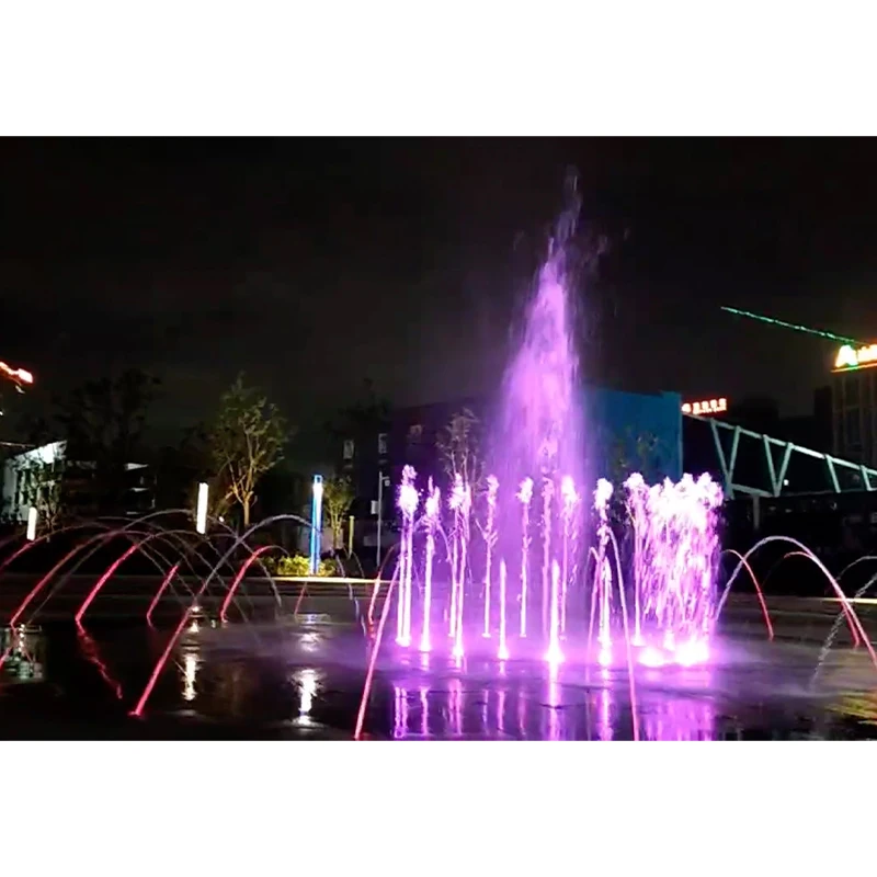 Outdoor stainless steel square floor solar fountain with light for sale