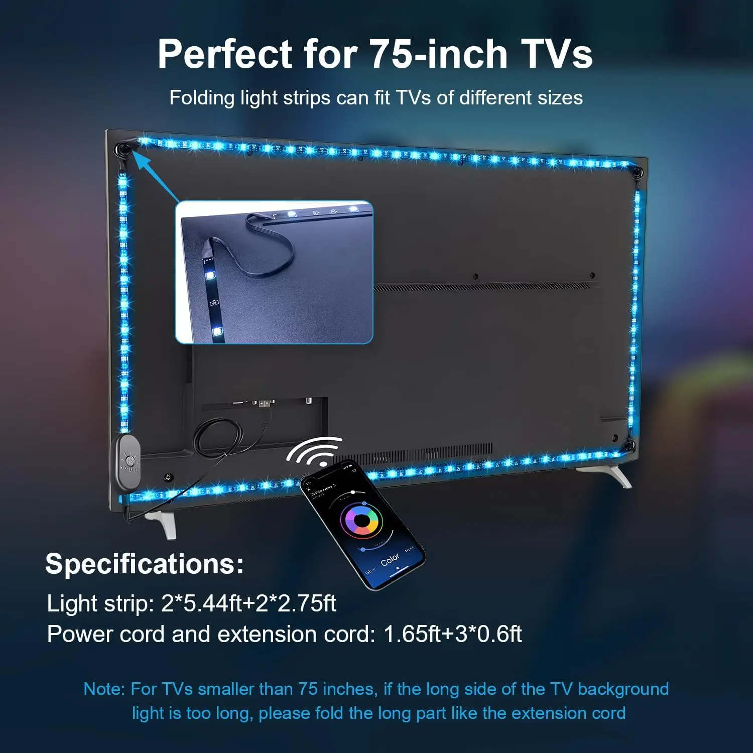 RGB TV Backlight SMD5050  DC5V 5 Meters with Remote Control Color Changing TV Backlight