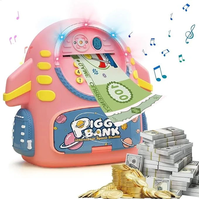 Electronic Piggy Bank for Kids With Password Protection Intelligent Analog Induction Airplane Cash Coin Toy
