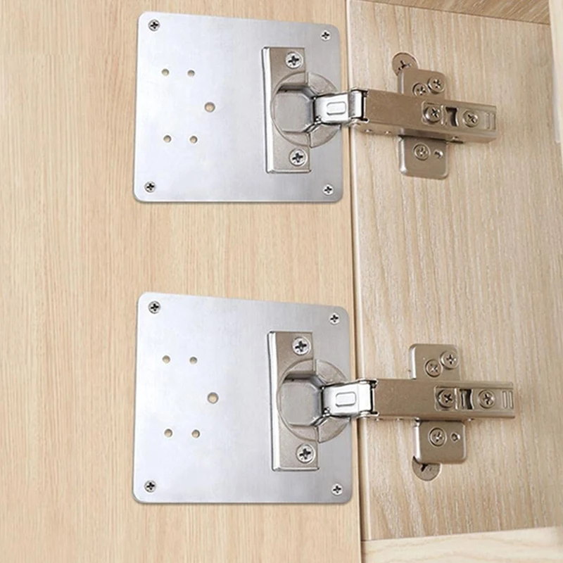 16.047 New Kitchen Door Hinge Brackets Bisagras Para Puertas De Cocinas Cabinet Repair Plate for Wood Furniture Shelves