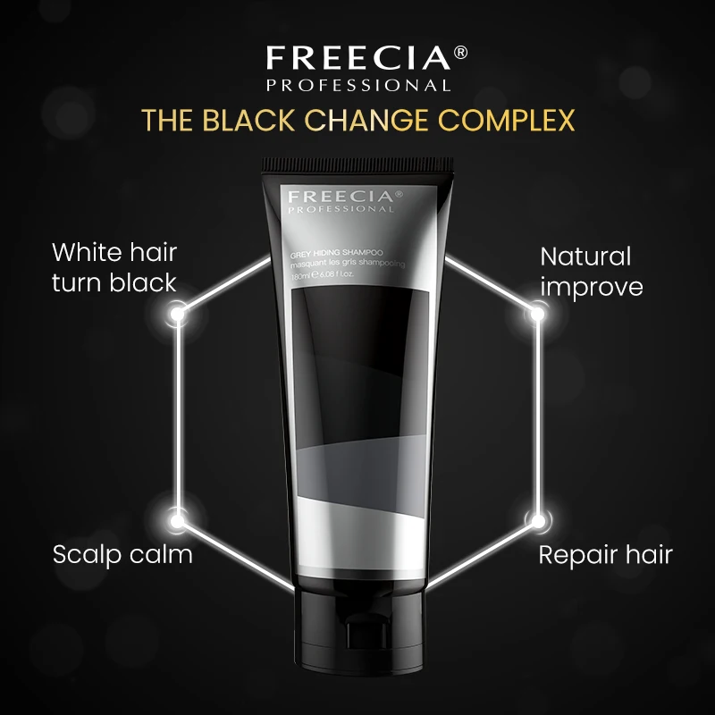 Grey hiding shampoo and conditioner Champu y acondicionador para ocultar canas black hair shampoo Freecia