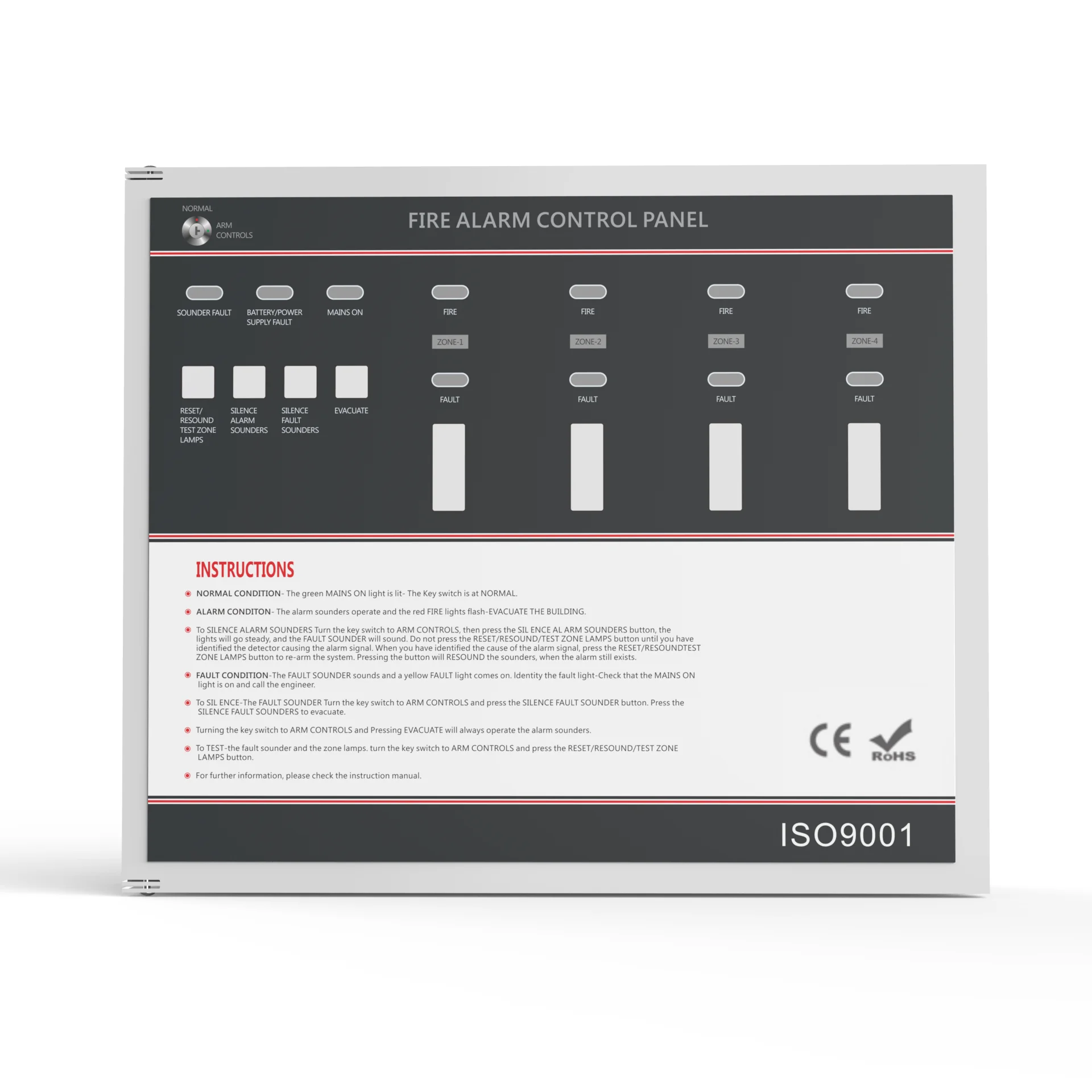 15 year EN Approval Shenzhen Factory 4 zones Conventional Fire Alarm Control Panel manufacture for fire fighting systems