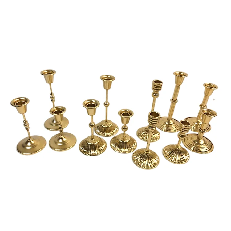 Customized Table Dinner Decorative Metal Candlestick Holder Gold Taper Candle Holder On Sale