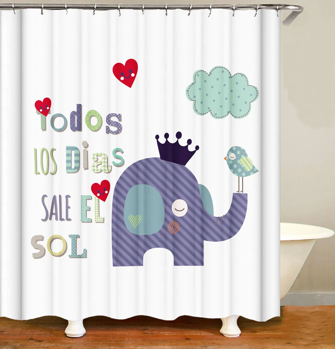 i@home home goods wholesale 100% polyester waterproof shower curtains bathtub animal 3d bathroom