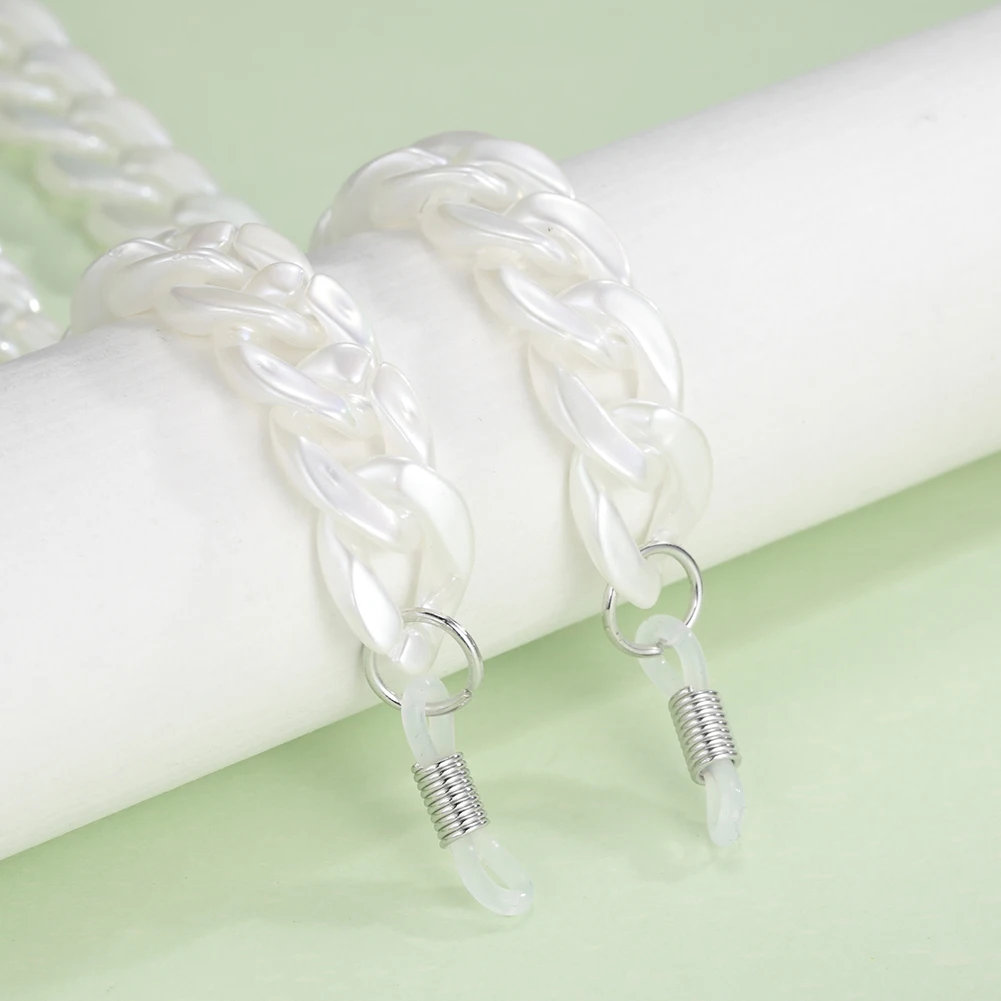 Pearl-White Acrylic Sunglasses Chain Women Lanyard Glasses Chain Straps Anti-slip Eyeglasses Accessories Neck Holder