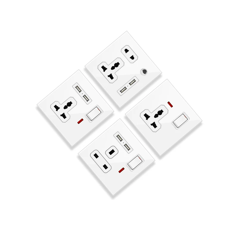 S3.1 grey electric switch large board acrylic touch wall switches wifi usb wall socket for household