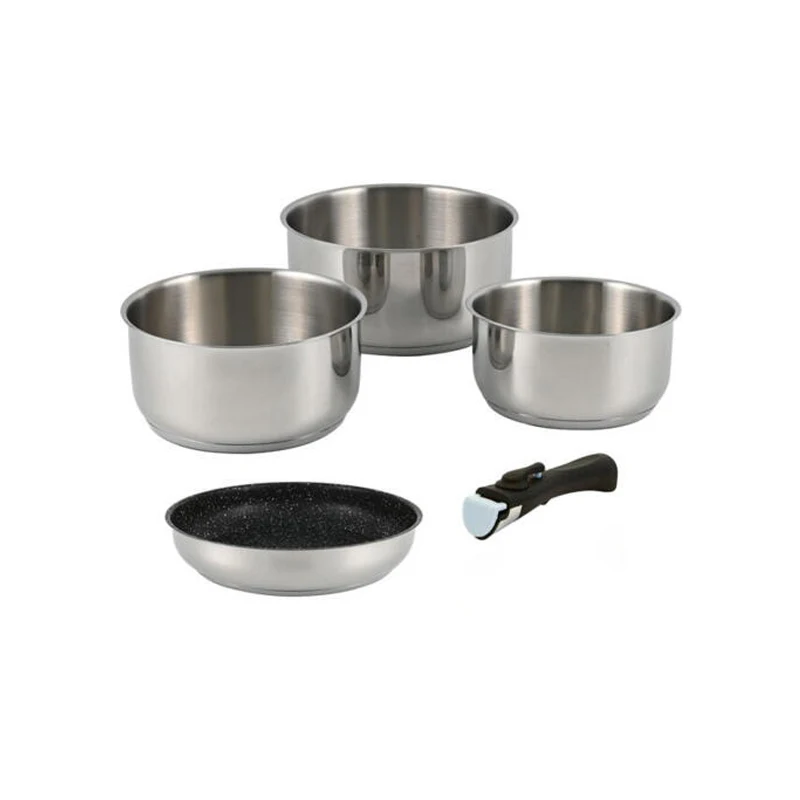 Camping Cookware Set Induction Saucepan Non Stick Fry Pan Cooking Pans with Removable Handles