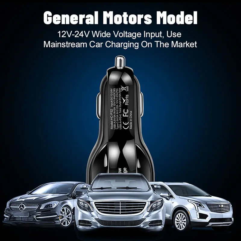 USB C Car Charger 38W 5V3A Type PD Quick Charge 3.0 Cigarette Lighter Phone Adapter For Phone 12 13 Pro Xiaomi Huawei Sa