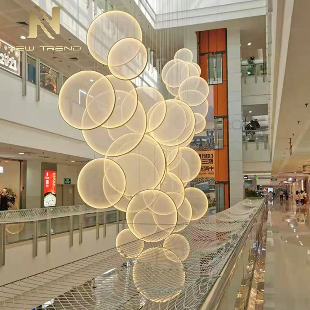 New Product Indoor Decoration Custom Hanging Light Villa Hall Hotel Lobby LED Chandelier