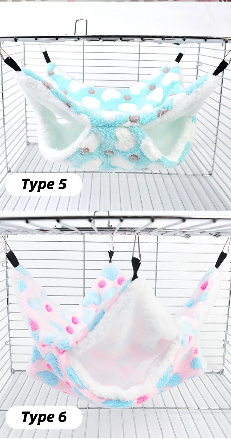 Spring Autumn Warm Bed House Cage Toys Cute Double Hammock Hamster Warm House