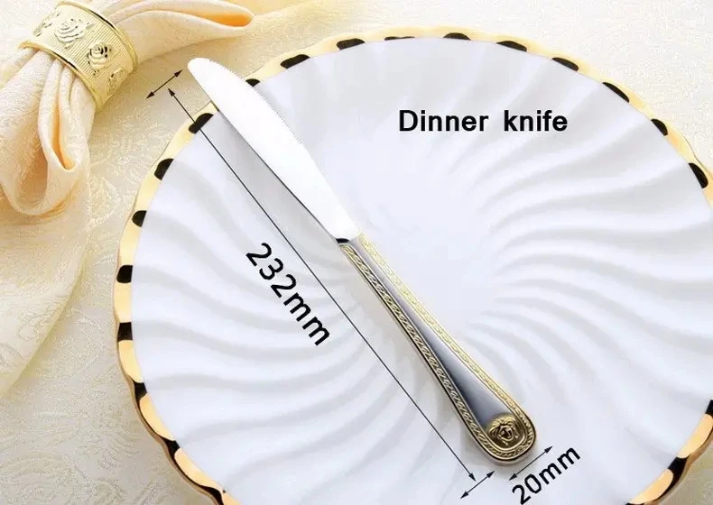 Wholesale 4Pcs Medusa Head Gold Cutlery Stainless Steel Flatware Set Tableware Dinnerware Knife Spoon Fork New ANI-410